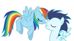 Size: 888x490 | Tagged: safe, artist:princessblueyshine, derpibooru import, rainbow dash, soarin', pegasus, pony, female, image, male, mare, nuzzling, png, shipping, simple background, soarindash, stallion, straight, transparent background