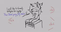 Size: 608x326 | Tagged: suggestive, artist:pinkberry, oc, oc:mae (pinkberry), pony, floor bored pussy jolly rancher, image, jpeg, monochrome, paparazzi, sketch, sketch dump, solo