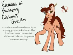 Size: 2160x1620 | Tagged: safe, artist:boring_ad_7453, derpibooru import, oc, oc:cinnamon sticks, unofficial characters only, earth pony, pony, bun hairstyle, coat markings, cutie mark, earth pony oc, element of honesty, female, image, jpeg, mare, messy mane, no pupils, solo, unshorn fetlocks