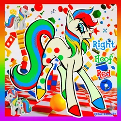 Size: 2000x2000 | Tagged: safe, artist:redactedhaunt, derpibooru import, earth pony, pony, g1, eyestrain warning, high res, image, png, right hoof red, saturated, solo, toy interpretation