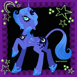 Size: 2000x2000 | Tagged: safe, artist:redactedhaunt, derpibooru import, princess luna, alicorn, pony, concave belly, female, image, lineless, looking up, mare, png, slender, solo, thin, young luna