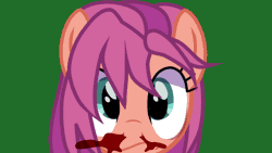 Size: 960x540 | Tagged: semi-grimdark, artist:softmilk, derpibooru import, sunny starscout, earth pony, pony, smile hd, g5, animated, blood, commission, female, gif, grass, image, mare, nosebleed, open mouth, scared, screaming, shrunken pupils, solo, this will end in death, ych result