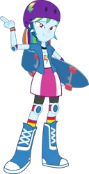 Size: 2565x5000 | Tagged: safe, artist:octosquish7260, derpibooru import, rainbow dash, human, equestria girls, female, g4, image, png, simple background, skateboard, solo, transparent background, vector