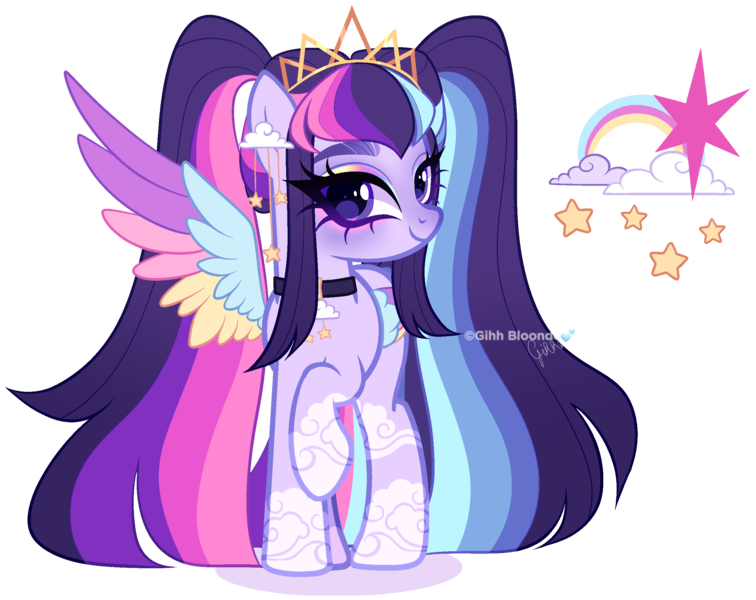 Size: 2500x1983 | Tagged: safe, artist:gihhbloonde, derpibooru import, rainbow dash, twilight sparkle, oc, pegasus, pony, colored wings, female, image, lesbian, magical lesbian spawn, mare, multicolored wings, offspring, parent:rainbow dash, parent:twilight sparkle, parents:twidash, png, shipping, simple background, solo, transparent background, twidash, wings