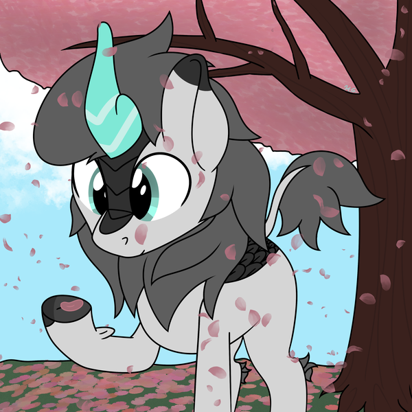 Size: 3200x3200 | Tagged: safe, artist:harmonicglow, derpibooru import, oc, oc:tōshō, unofficial characters only, kirin, pony, commission, falling leaves, image, kirin oc, leaves, male, png, solo, stallion