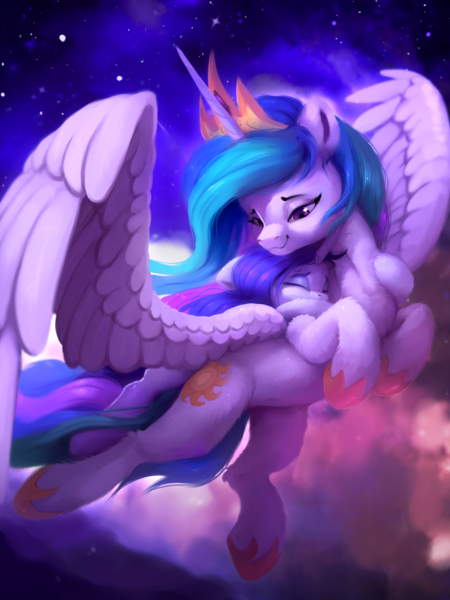 Size: 2252x3000 | Tagged: safe, artist:itssim, derpibooru import, princess celestia, rarity, alicorn, pony, fanfic art, image, png, solo