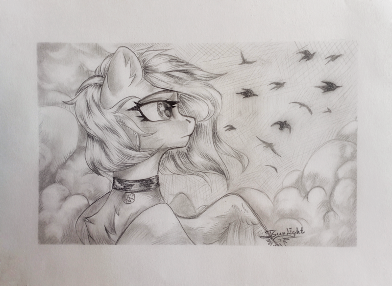 Size: 3659x2672 | Tagged: safe, alternate version, artist:jsunlight, derpibooru import, oc, oc:buvany, pegasus, pony, image, png, solo, traditional art