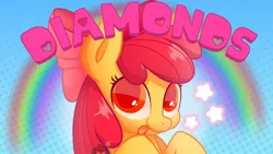 Size: 686x386 | Tagged: safe, derpibooru import, apple bloom, cute, diamonds hd, image, jpeg, looking at you, rainbow, solo, thumbnail, tongue out