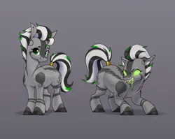 Size: 3775x3000 | Tagged: safe, artist:aquaticvibes, derpibooru import, oc, oc:helix, monster pony, pony, zebra, ear piercing, earring, glowing eyes, image, jewelry, piercing, png, ring, solo, tail, tail ring
