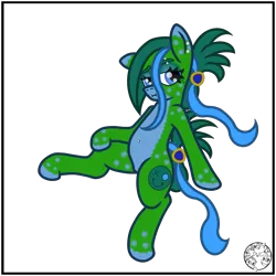 Size: 2000x2000 | Tagged: safe, artist:dice-warwick, derpibooru import, oc, oc:tapper tablature, unofficial characters only, original species, pony, fallout equestria, fallout equestria: dance of the orthrus, beauty mark, belly button, belly piercing, ear piercing, eyebrow piercing, eyebrows, fanfic art, female, image, mare, mirage pony, piercing, png, simple background, solo, spots, transparent background