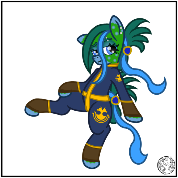 Size: 2000x2000 | Tagged: safe, artist:dice-warwick, derpibooru import, oc, oc:tapper tablature, unofficial characters only, original species, pony, fallout equestria, fallout equestria: dance of the orthrus, beauty mark, clothes, ear piercing, eyebrow piercing, eyebrows, fanfic art, female, image, jumpsuit, mare, mirage pony, piercing, png, simple background, solo, spots, transparent background, vault suit