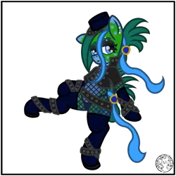 Size: 2000x2000 | Tagged: safe, artist:dice-warwick, derpibooru import, oc, oc:tapper tablature, unofficial characters only, original species, pony, fallout equestria, fallout equestria: dance of the orthrus, beauty mark, belly button, belly piercing, belts, bodysuit, boots, clothes, dark makeup, ear piercing, eyebrow piercing, eyebrows, fanfic art, female, fishnet clothing, fishnets, gloves, hat, image, jacket, leather, leather jacket, lipstick, long gloves, mare, mirage pony, panties, piercing, png, punk, shoes, simple background, socks, solo, spots, thigh boots, thigh highs, thong, transparent background, underwear
