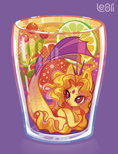 Size: 1517x1988 | Tagged: safe, artist:lenori, derpibooru import, adagio dazzle, aria blaze, sonata dusk, merpony, pony, seapony (g4), siren, equestria girls, alcohol, cocktail, cocktail glass, colorful, drink, fish tail, g4, halftone, image, juice, lemonade, lime, png, solo, tail, the dazzlings