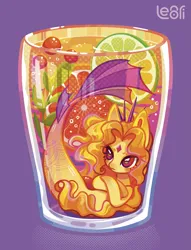 Size: 1517x1988 | Tagged: safe, artist:lenori, derpibooru import, adagio dazzle, aria blaze, sonata dusk, merpony, pony, seapony (g4), siren, equestria girls, alcohol, cocktail, cocktail glass, colorful, drink, fish tail, g4, halftone, image, juice, lemonade, lime, png, solo, tail, the dazzlings