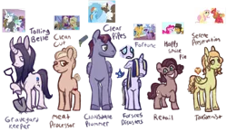 Size: 1280x749 | Tagged: safe, artist:computerstickman, derpibooru import, applejack, big macintosh, cheese sandwich, dumbbell, fancypants, flash sentry, fluttershy, pinkie pie, rainbow dash, rarity, trenderhoof, twilight sparkle, twilight sparkle (alicorn), oc, oc:clean cut, oc:clean pipes, oc:fortune, oc:happy smile pie, oc:serene preservation, oc:toiling bell, alicorn, earth pony, pegasus, pony, unicorn, alicorn oc, applejewel, cheesepie, crying, curved horn, dumbdash, earth pony oc, female, flashlight, fluttermac, grin, hair over eyes, hairnet, horn, image, male, mare, name, next generation, offspring, parent:applejack, parent:big macintosh, parent:cheese sandwich, parent:dumbbell, parent:fancypants, parent:flash sentry, parent:fluttershy, parent:pinkie pie, parent:rainbow dash, parent:rarity, parent:trenderhoof, parent:twilight sparkle, parents:cheesepie, parents:dumbdash, parents:flashlight, parents:fluttermac, parents:raripants, parents:trenderjack, pegasus oc, png, screencap reference, ship:raripants, shipping, shovel, simple background, smiling, stallion, straight, transparent background, trenderjack, wings