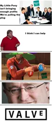 Size: 644x1500 | Tagged: safe, derpibooru import, rarity, artifact, comic, gabe newell, gem, hasbro, image, jpeg, meeting, meme, soldier (tf2), team fortress 2, valve