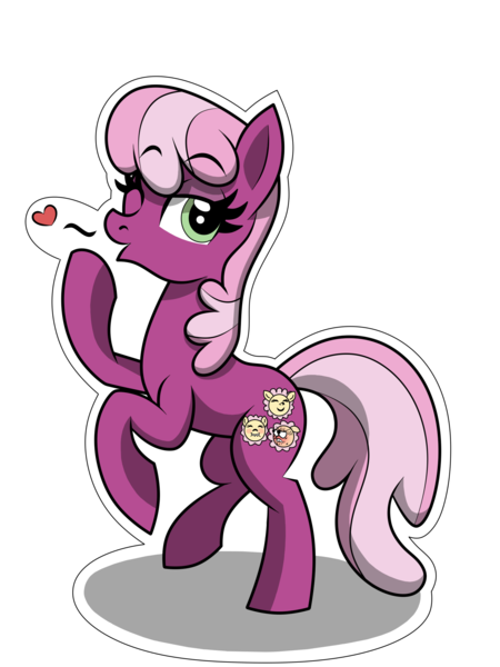Size: 1500x2000 | Tagged: safe, artist:scandianon, derpibooru import, cheerilee, earth pony, pony, blowing a kiss, female, image, lidded eyes, looking at you, mare, one eye closed, png, rearing, simple background, standing, standing on one leg, transparent background, wink, winking at you