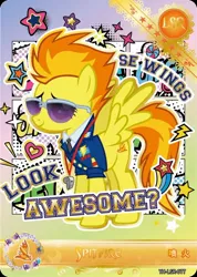 Size: 850x1191 | Tagged: safe, derpibooru import, official, spitfire, series:卡游辉月五, card, chinese text, cutie mark, english, g4, image, jpeg, kayou, merchandise, moon runes, solo, text, trading card