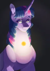 Size: 1399x2000 | Tagged: safe, artist:some-r4ndom-person, derpibooru import, twilight sparkle, pony, unicorn, bust, female, g4, gradient background, image, jpeg, looking at you, mare, smiling, smiling at you, solo, unicorn twilight