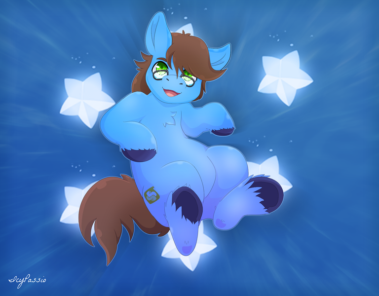 Size: 1920x1500 | Tagged: safe, artist:icy_passio, derpibooru import, oc, oc:dusk starshimmer, earth pony, blue background, chibi, earth pony oc, glasses, green eyes, image, png, simple background, stars, unshorn fetlocks