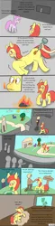 Size: 948x3886 | Tagged: semi-grimdark, artist:moagond, derpibooru import, human, pony, blushing, body modification, comic, crying, eating, female, fire, human to pony, image, petting, png, pony pet, talking, tattoo