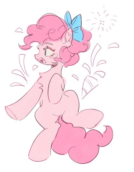 Size: 1152x1474 | Tagged: safe, artist:leafywind, derpibooru import, pinkie pie, earth pony, pony, bow, chest fluff, female, fireworks, g4, hair bow, happy new year, holiday, image, jpeg, mare, solo