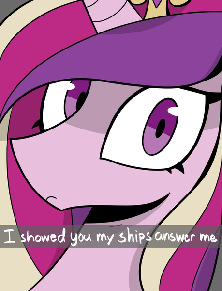 Size: 1171x1531 | Tagged: safe, artist:icey, derpibooru import, princess cadance, alicorn, pony, crown, female, g4, image, jewelry, looking at you, mare, meme, menacing, png, regalia, solo