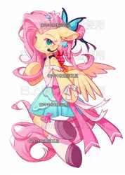 Size: 1462x2048 | Tagged: safe, artist:leafywind, derpibooru import, fluttershy, pegasus, pony, semi-anthro, clothes, female, hair bun, hairclip, idol, image, jpeg, mare, microphone, skirt, solo, watermark