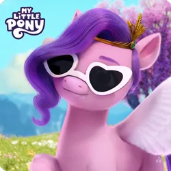 Size: 1000x1000 | Tagged: safe, derpibooru import, official, pipp petals, pegasus, g5, my little pony: make your mark, avatar, image, logo, png, raised hoof, smiling, sunglasses, weixin