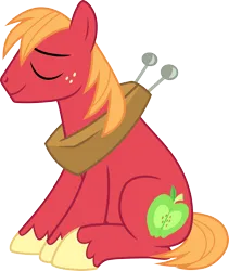 Size: 3000x3549 | Tagged: safe, artist:cloudy glow, derpibooru import, big macintosh, earth pony, eyes closed, image, male, png, simple background, sitting, smiling, solo, transparent background