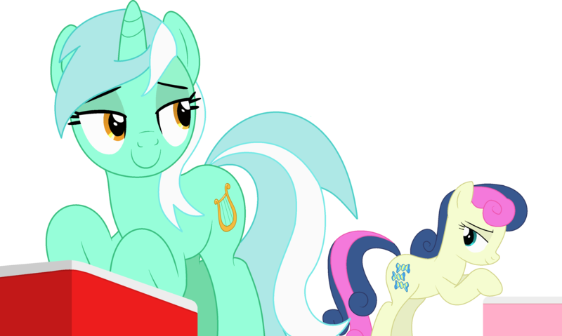 Size: 3203x1918 | Tagged: safe, artist:stephen-fisher, derpibooru import, bon bon, lyra heartstrings, sweetie drops, earth pony, pony, unicorn, female, g4, horn, image, lesbian, lyrabon, mare, png, shipping, simple background, transparent background