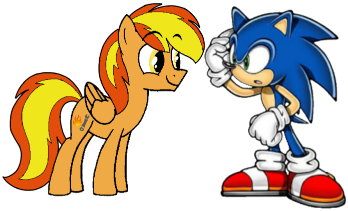 Size: 695x422 | Tagged: safe, artist:noi kincade, derpibooru import, oc, oc:firey ratchet, pegasus, crossover, g4, image, male, png, simple background, sonic the hedgehog, sonic the hedgehog (series), transparent background