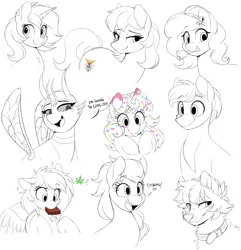 Size: 3000x3108 | Tagged: safe, artist:higgly-chan, derpibooru import, oc, oc:bee berry, oc:donut daydream, unofficial characters only, earth pony, pegasus, pony, unicorn, earth pony oc, horn, image, pegasus oc, png, unicorn oc, wings