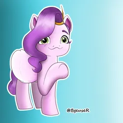 Size: 4096x4096 | Tagged: safe, artist:bitelstar, pipp petals, pegasus, pony, g5, :3, eyebrows, female, funny face, gradient background, image, mare, png, raised hoof, screencap reference, solo, tail, underhoof