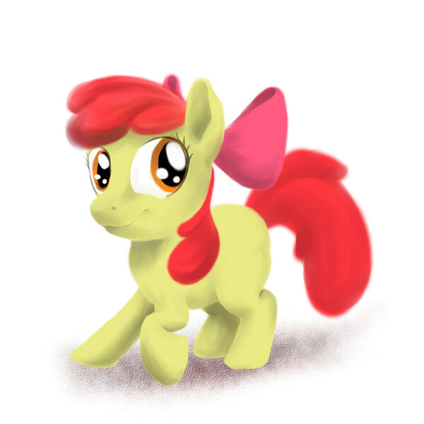 Size: 900x900 | Tagged: safe, artist:tres-apples, derpibooru import, apple bloom, pony, bow, female, filly, foal, g4, hair bow, image, jpeg, simple background, solo, solo female, white background