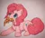 Size: 2010x1707 | Tagged: safe, artist:bitelstar, pinkie pie, earth pony, pony, crouching, cute, cutie mark, diapinkes, food, image, looking up, mouth hold, pizza, png, simple background, solo, tail, traditional art, white background