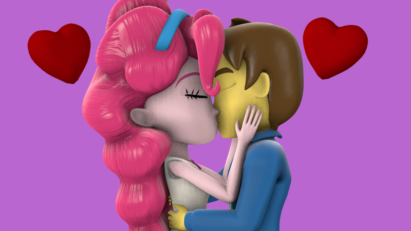 Size: 1280x720 | Tagged: safe, artist:antoine17, derpibooru import, pinkie pie, oc, oc:antoine, equestria girls, 3d, canon x oc, duo, duo male and female, eyes closed, female, floating heart, g4, heart, image, kiss on the lips, kissing, male, png, shipping, source filmmaker