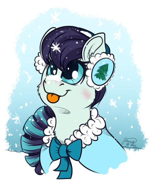 Size: 1920x2320 | Tagged: safe, artist:julunis14, derpibooru import, coloratura, earth pony, pony, clothes, earmuffs, female, image, jpeg, mare, smiling, snow, solo, tongue out