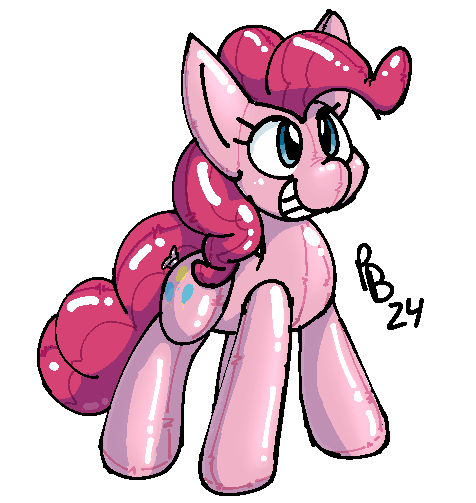 Size: 476x503 | Tagged: safe, artist:ponballoon, derpibooru import, pinkie pie, inflatable pony, g4, image, inflatable, inflatable toy, png, pool toy, shiny, simple background, smiling, solo, squeak, standing, transparent background