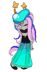 Size: 1258x1895 | Tagged: safe, artist:ohmeiios, derpibooru import, fluttershy, jellyfish, g4, homestuck, image, jpeg, race swap, simple background, solo, troll (homestuck), white background