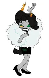 Size: 1243x1952 | Tagged: safe, artist:ohmeiios, derpibooru import, rarity, clothes, female, g4, high heels, homestuck, image, jpeg, race swap, shoes, simple background, solo, troll (homestuck), white background