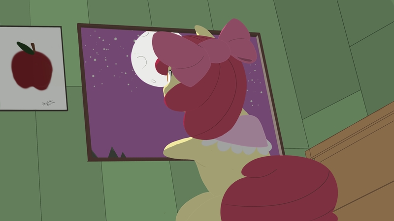 Size: 3840x2160 | Tagged: safe, artist:chikenskrach, derpibooru import, apple bloom, earth pony, pony, the last problem, female, finale, image, jpeg, mare, moon, newbie artist training grounds, night, solo, sweet apple acres