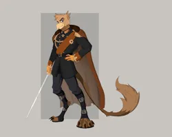 Size: 4400x3500 | Tagged: safe, artist:ilizumi, derpibooru import, oc, oc:grover vi, anthro, digitigrade anthro, gryphon, equestria at war mod, cloak, clothes, image, jpeg, kaiser, male, medals, military, military uniform, solo, sword, tail, talons, uniform, weapon