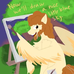 Size: 1600x1600 | Tagged: safe, artist:spectrum205, derpibooru import, pegasus, bob ross, image, png, solo, wholesome