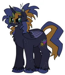 Size: 1043x1215 | Tagged: safe, artist:roseytherose, derpibooru import, oc, oc:twinkle star, unofficial characters only, alicorn, pony, alicorn oc, ambiguous gender, black coat, black sclera, blushing, body freckles, chest fluff, colored eartips, colored hooves, colored pupils, colored wings, colored wingtips, eye clipping through hair, folded wings, freckles, horn, image, jpeg, leg freckles, long horn, long mane, long tail, messy mane, multicolored mane, oco nly, ponytail, simple background, smiling, solo, standing, tail, tied mane, two toned eyes, two toned tail, two toned wings, unicorn horn, unshorn fetlocks, white background, wingding eyes, wings