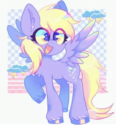 Size: 3796x4096 | Tagged: safe, artist:acid-fangs, artist:acid_fangs, derpibooru import, derpy hooves, pegasus, pony, big ears, big eyes, chest fluff, colored ear fluff, colored hooves, cute, derpabetes, ear fluff, eye clipping through hair, female, g4, gray coat, heart, heart eyes, image, jpeg, mare, open mouth, open smile, passepartout, raised hoof, shiny hooves, shiny mane, shiny tail, simple background, smiling, solo, spread wings, standing, unshorn fetlocks, white background, wingding eyes, wings, yellow atil, yellow eyes, yellow mane