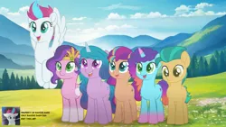 Size: 3600x2025 | Tagged: safe, artist:ramixe dash, derpibooru import, hitch trailblazer, izzy moonbow, pipp petals, sunny starscout, zipp storm, earth pony, pegasus, pony, unicorn, g5, applejack (g5), colored hooves, colored horn, colored wings, female, fluttershy (g5), g4, g5 to g4, generation leap, horn, image, jpeg, male, mane five, mane six (g5), mare, misty brightdawn, movie accurate, pinkie pie (g5), rainbow dash (g5), rarity (g5), stallion, text, twilight sparkle (g5), watermark, wings