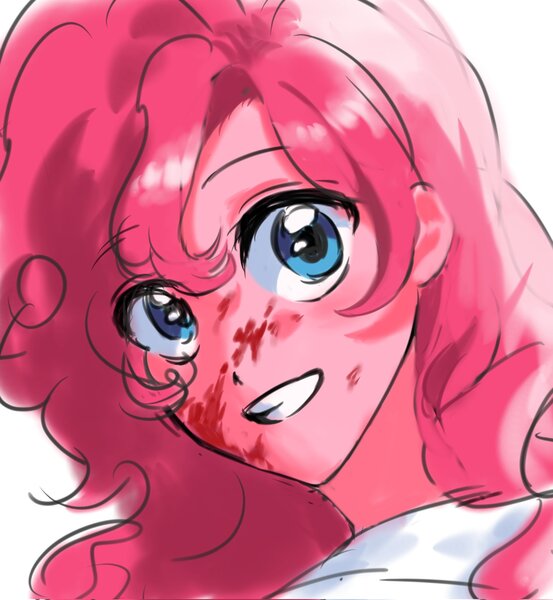 Size: 1889x2048 | Tagged: semi-grimdark, artist:mlp_1121, derpibooru import, pinkie pie, human, smile hd, blood, female, humanized, image, jpeg, simple background, solo, white background