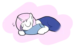 Size: 1447x892 | Tagged: safe, artist:truthormare, ponerpics import, oc, oc:pink chalk, pony, unicorn, blanket, female, image, lying down, mare, onomatopoeia, pillow, png, simple background, sleeping, solo, sound effects, transparent background, zzz