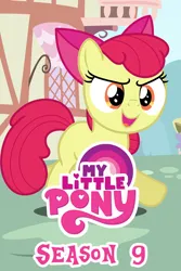 Size: 876x1314 | Tagged: artist needed, source needed, safe, derpibooru import, edit, apple bloom, earth pony, pony, season 9, spoiler:s09, female, filly, foal, g4, image, logo, logo edit, png, solo